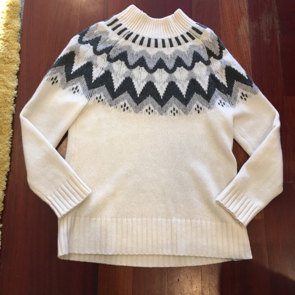 JCrew Mock Neck Cashmere Fair Isle Sweater